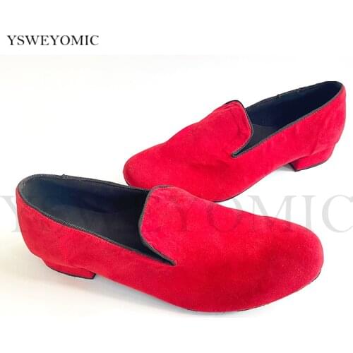 Men Dance Shoes Latin Dance Shoes Adult one Whole OutSole Soft Practice Performance Red Dance Shoes For Boy and Men