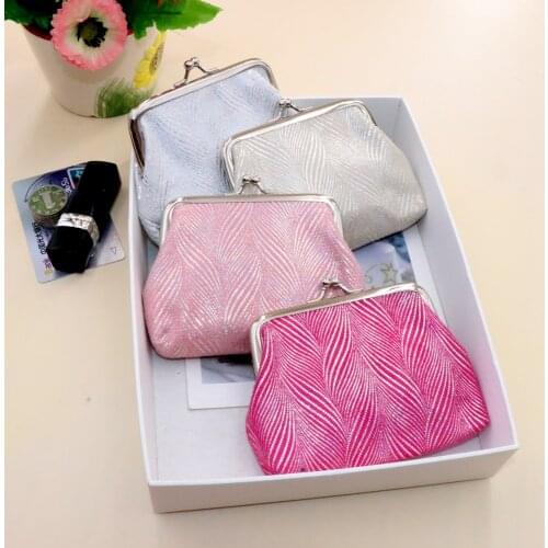 Women Cotton Hasp Coin Purse Ladies Wallet Short Card Holder Retro Shiny Clip Makeup Bag Female Children Change Purse Pouch