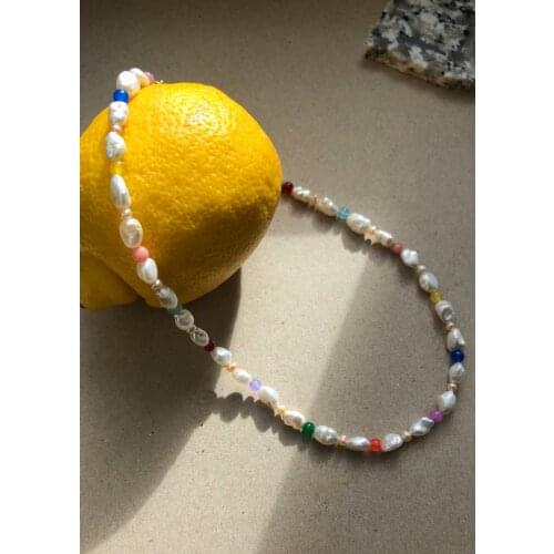 Natural Pearl Colorful Beads Necklace For Women Fashion Boho Handmade Exquisite irregular Freshwater Pearl Choker Jewelry Gift