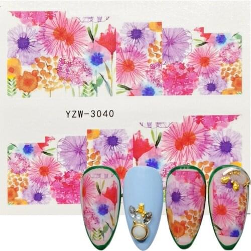 2021 New Designs 3D Flower Full Wrap Decal Embossed Water Transfer Floral Nail Sticker Slider Decor Manicure Tool