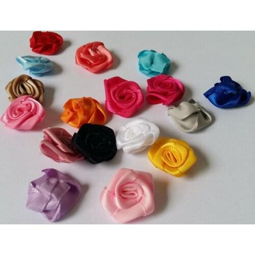 100pcs 20mm Newly hand rolled rosette flower mixed ribbon Garment or Craft jewelry accessory gift decorated/satin silk flower