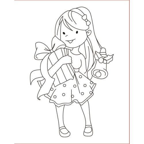 10x6 Girl holding a gift TBig ice cream ransparent Clear Stamps Silicone Seals for DIY scrapbooking photo album Card Making