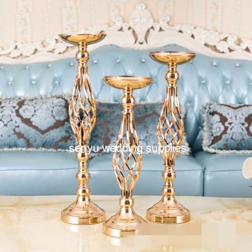 15pcs )New Romantic column gold wedding pillar flower stand walkway stand wedding decoration & event party centerpiece senyu0535
