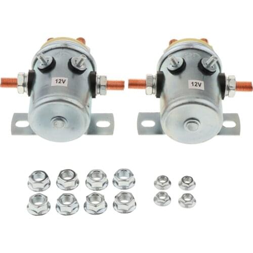 2X Solid Continuous Duty 12V 200A Solenoid Relay for Winch Trailer Golf Cart Auto Car