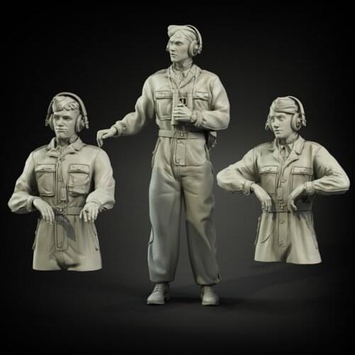 3pcs Unpainted Tank Soldiers Resin Figure 1/35 Scale Model Kit Assembly Models Kit Resin Colorless Self-Assembled Toy No.546