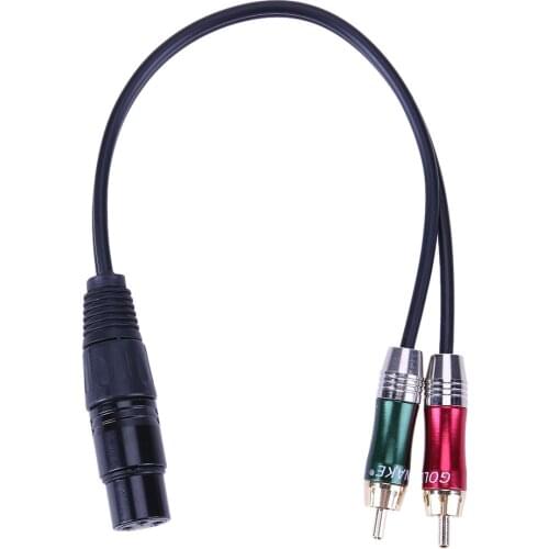 3pin XLR Female to 2 RCA Male Cable Audio Adapter Cable Metal Connector For Microphone Speaker Amplifier Stereo audio Electric g