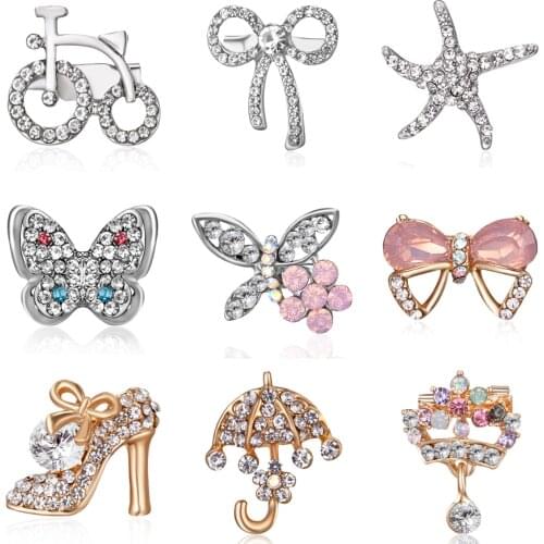 Cartoon Brooch Pins Umbrella Guitar Starfish Sunflower Brooch Rhinestones Collar Scarf Badge Brooch Women Men Clothes Jewelry