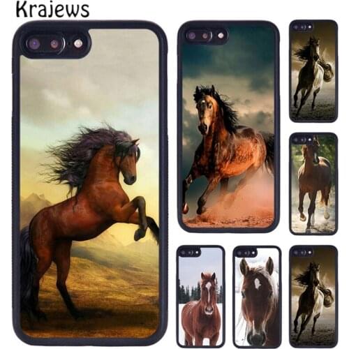 Krajews Beautiful Elegant Brown Horses Phone Case For iPhone 6 7 8 plus 11 12 Pro X XR XS Max Samsung Galaxy S7 S8 S9 S10 PLUS