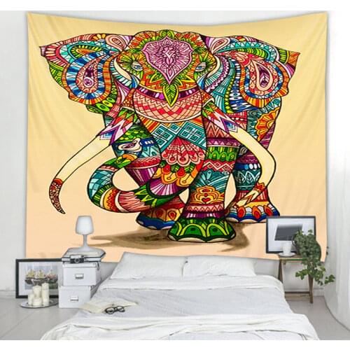 Colorful Elephant Tapestry Hippie Boho Wall Decoration Mandala Fabric Carpet Living Room Upholstery Cloth