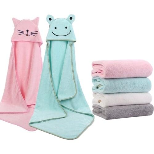 Baby Hooded Bath Towel With Cartoon Animal Unisex Toddler Boy Girl Soft Blanket Children Beach Towels Kids Spa Size 90*90cm