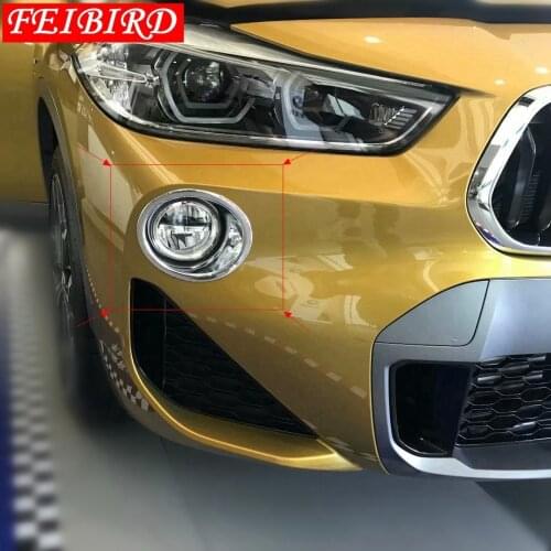 For BMW X2 F39 2018 2019 ABS Car Styling Front Fog Lights Lamp Cover Trim Bright Silver Style