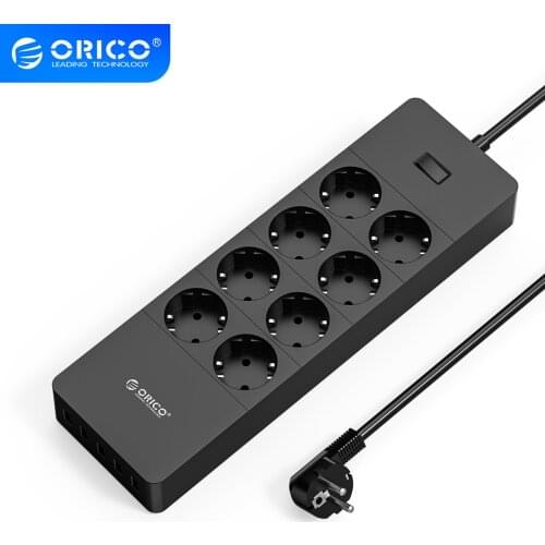 ORICO Universal Electrical Socket EU Plug Smart Extension Power Strip Home Office Surge Protector 4 6 8 AC with 5 USB