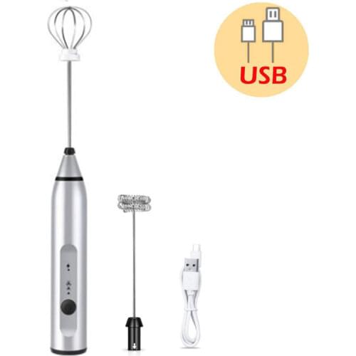 Electric Egg Beater 3-Speeds USB Rechargeable Whisk Mixer Heads Eggbeater Frother Stirrer Coffee Milk Drink Blender Stirrer Tool