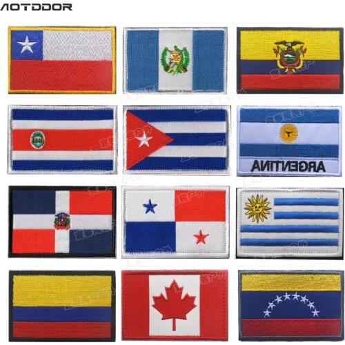 America Country Flags Costa Rica Chile Cuba Panama Uruguay Columbia Venezuela Dominican Patches Badges Stripes Stickers