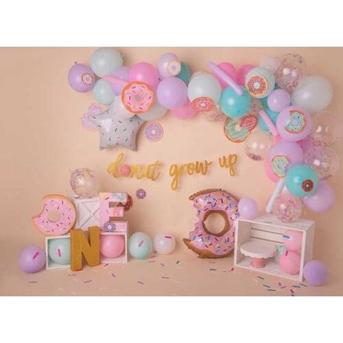 Photography Backdrop 1st Birthday Party Donuts Decor Banner Girls Princess Photo Background Baby Shower Cake Smash Props W5217