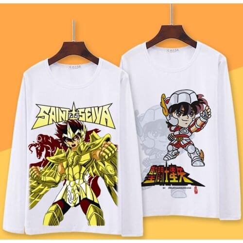 Saint Seiya Cosplay T Shirt Twelve Constellations Spring Autumn Long Sleeve Anime T-shirt Ikki Hyoga Cartoon Top Tee Costume