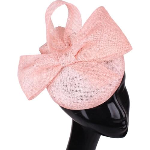 Nice Sinamay High Quality 4 Layer Women Fascinator Hat Bow Wedding White Headpiece With Hair Clip Cridal Party Hair Accessories