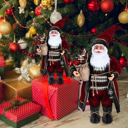 30/45CM Creative Robe Christmas Santa Claus Figurine Doll Ornament For Home Mall Christmas Decoration