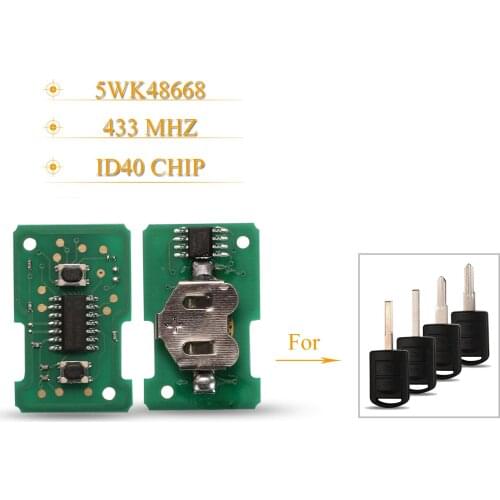 Kutery 2 Buttons Remote Car Key Circuit Board Fob 433.9MHz ID40 Chip 5WK48668 For Opel Vauxhall Astra Vectra Zafira