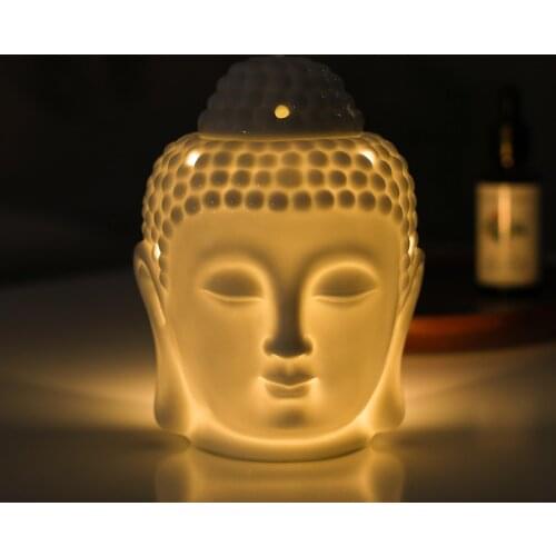 Thai Buddha Statue Ceramic Hollow Aromatherapy Incense Burner Essential Oil Candle Burner Suitable Yoga Temple Home Decor Crafts
