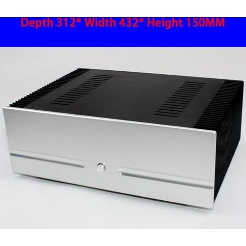 KYYSLB 312*432*150MM All Aluminum Pure Post Class A Amplifier Chassis Box House DIY Enclosure with Knob Amplifier Case Shell