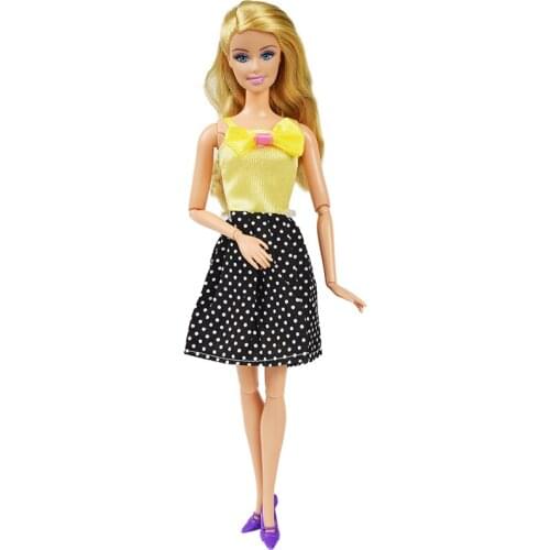 Fashion Design Big Bow White Polka Dot Skirt Doll Clothes Accessories for 12 Inch Doll Wardrobe Homemade Dress Girl Toys #32