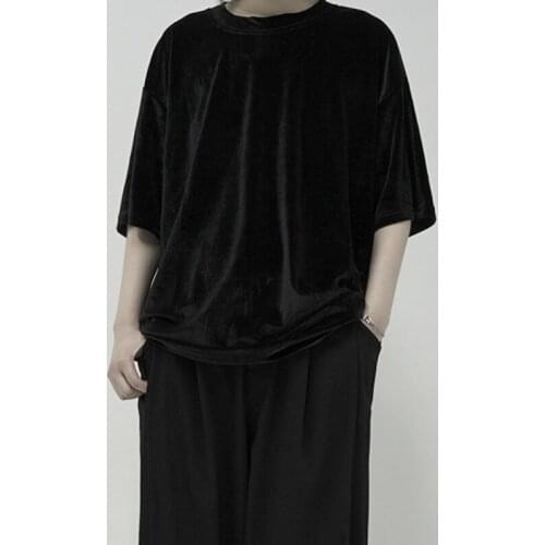 Large size couples dress dark Yamamoto velvet texture mens short sleeve t-shirt mens t-shirt mens T-shirt