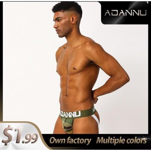 ADANNU Brand sexy jockstrap men underwear cotton cueca tanga breathable male panties men thongs and g-string gay underwear