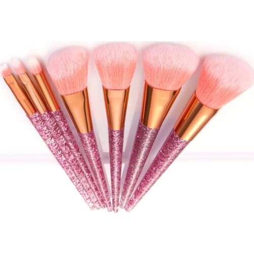 7pcs Bright Film Shining Makeup Brush Sets Blush Eye Shadow Powder Brushes Cosmetic Beatuy Tools for Fashion Women and Girl