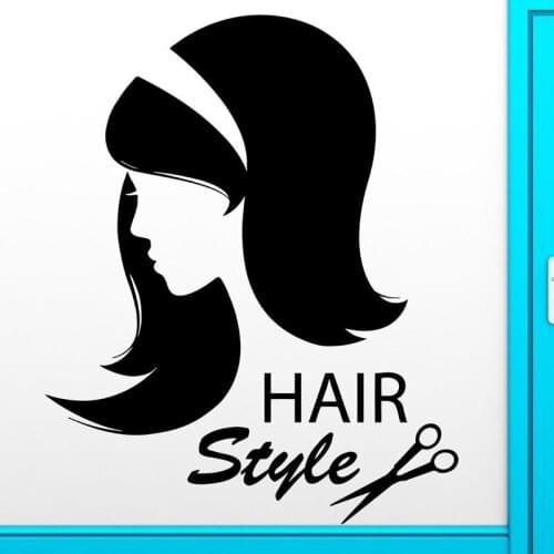 Hair Salon Sticker Beauty Scissors Decal Haircut Name Posters Vinyl Wall Art Decals Decor Decoration Mural Salon Sticker Q0015