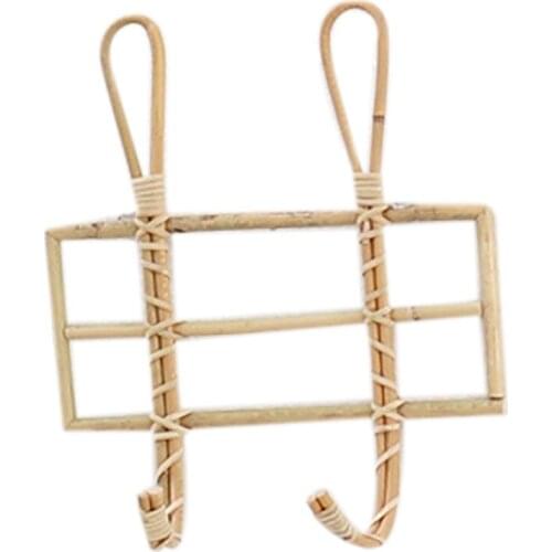 Rattan Wall Hooks Kids Garments Organizer Rack Clothes Hat Hanging Hook Rattan Hanger Kids Room Decor