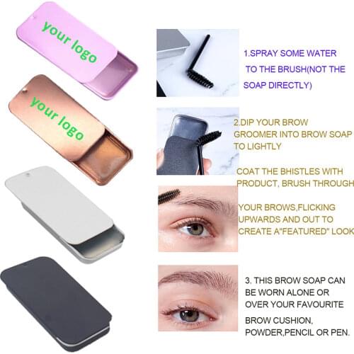 Custom Logo Wholesale Eyebrow Pomade Brow Soap Natural Makeup Waterproof Eyelash Re-Growth Wax Eyebrow Soap Private Label