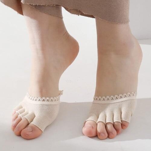 Five-Finger Half-Foot Socks Womens High-Heeled Shoes Wear-Resistant Feet Non-Slip Half-Toe Protective Sleeve Sole Invisible Lot