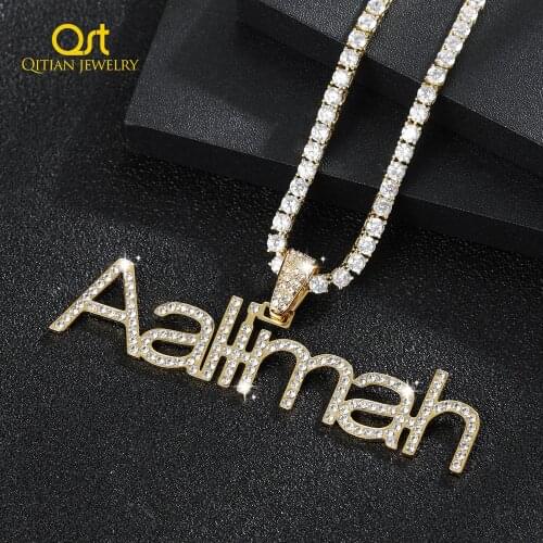 Personalized Custom Name Iced Out Necklace Letters Zirconia Necklace Hippop Tennis Chain Stainless Steel Jewelry For Men Women