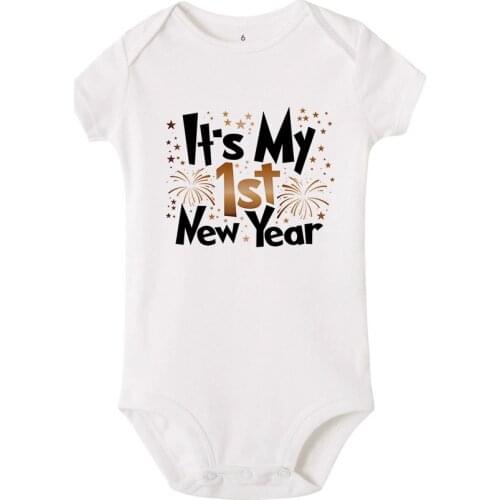 Casual Clothes New Year Baby Shirt Happy New Years Baby Romper Infant Newborn Girls Boys Short Sleeve Letter Print Romper