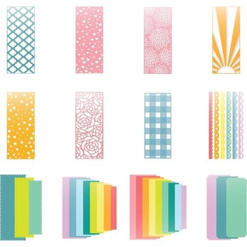 Cutting Dies Hollow Love Star Sunshine Sparkle Grid Tile Flower Layered Scallop Rectangle Slimline Lace Border DIY Craft 2021