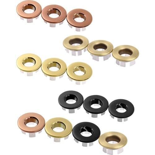 Solid Metal Sink Hole Stoppers Overflow Covers Basin Trim Round Holes Plugs Kitchen Bathroom Sink Insert Caps Home Accessories