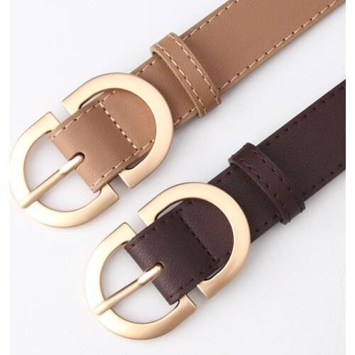 Leather Belts for Women Fashion Jeans Classic Retro Simple Round Buckle Female Pin New Denim Dress Sword Goth Luxury Punk Gothic