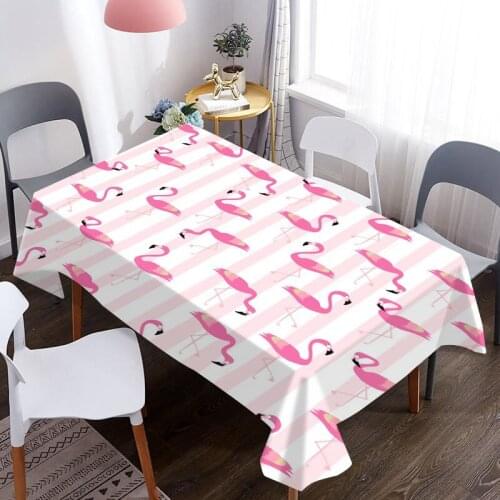 Customizable 3D Tablecloth Nordic Style Flamingo Pattern Washable Cloth Rectangle Round Table Cover Party Wedding Decoration