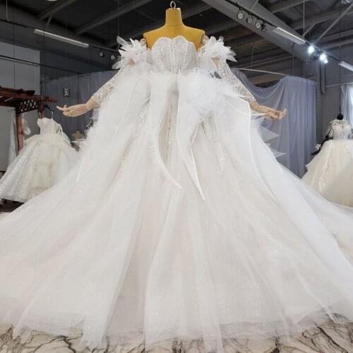 Sexy Church Wedding Dresses Flowers Long Sleves Glitter Sequins Beadings Bridal Wedding Gown Plus Size Ruffles 2021 Bridal Gown