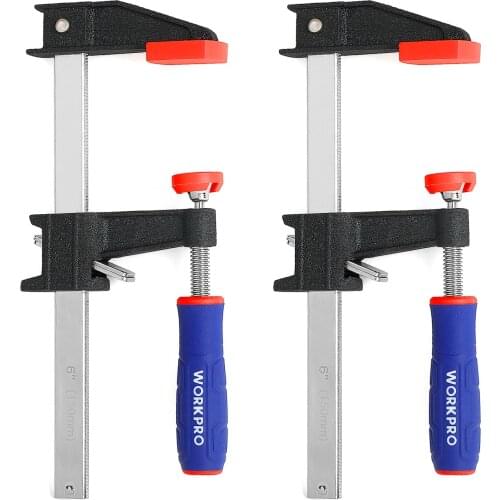 WORKPRO 2PC 6/12 Inch Steel Bar Clamp Set Light-Duty 600 Lbs Load Limit Quick-Release Clutch Style Clamps Woodworking Metalwork