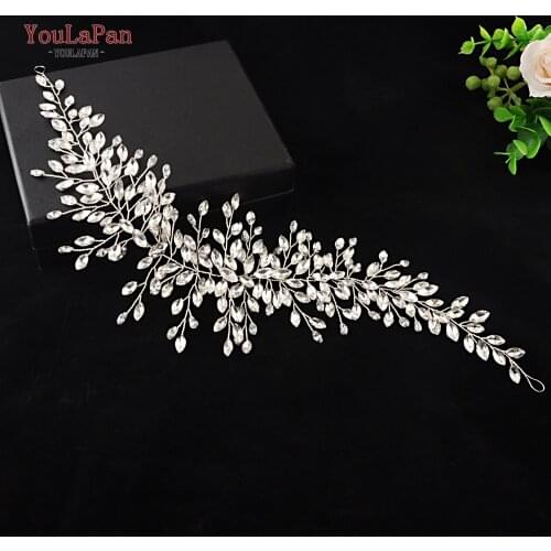 TOPQUEEN HP237 Silver Handmade Wedding Headband Wedding Hair Accessories Rhinestone Twig Style Crystal Bridal Headwear Ornament