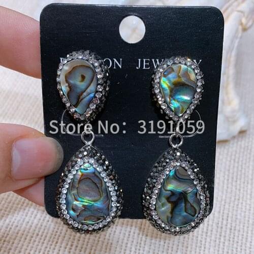 Handmade abalone shell with ethnic style retro features ear pendant