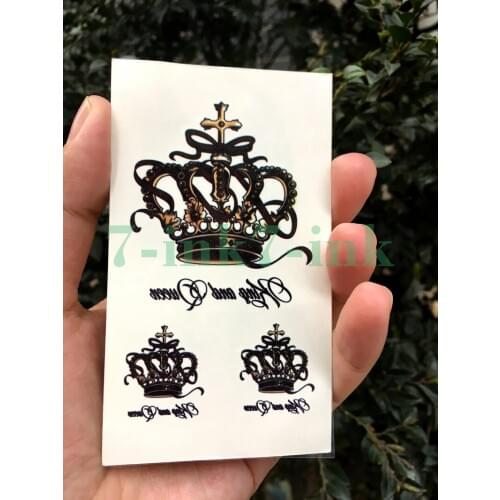 Waterproof Temporary Tattoo Sticker king queen Crown English letter tatto flash tatoo fake tattoos for men women