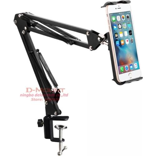 360 ROTATE with spring 3.5"-10.6" tablet desktop mount phone clamp holder bracket clamp mount
