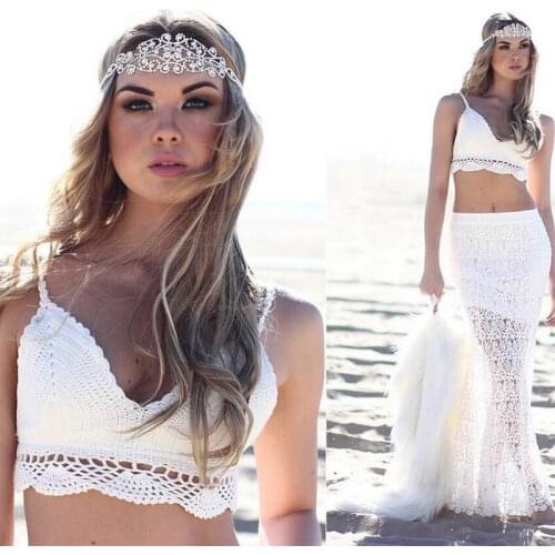 Handmade crocheted hollow knit bikini lace summer open back beach sunscreen sexy top swimsuit fashion lace-up beach swimwear