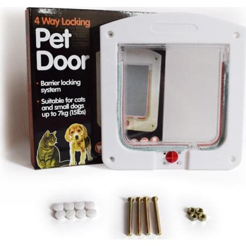 Intellgent Control 4 Way Safety Pet Dog Cat Door Gate Felis Animals Doghole Cathole Flap Entry Frame Kitten doors Supplies Pet