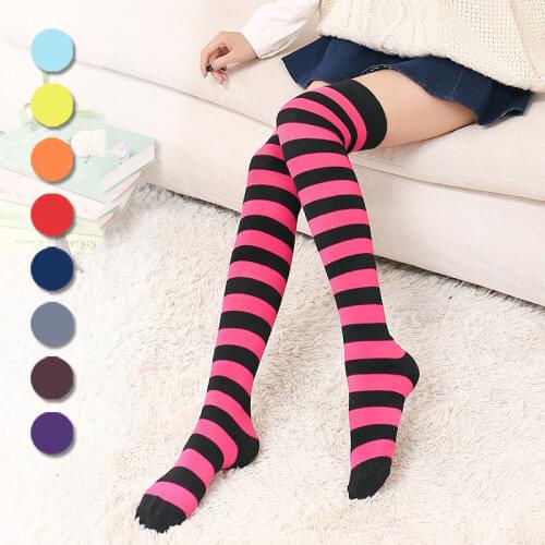 Japanese Kawaii Boots Compression Stockings Girls Over Knee Socks Long Body Thigh High Tube Socks Women Long Striped Stocking