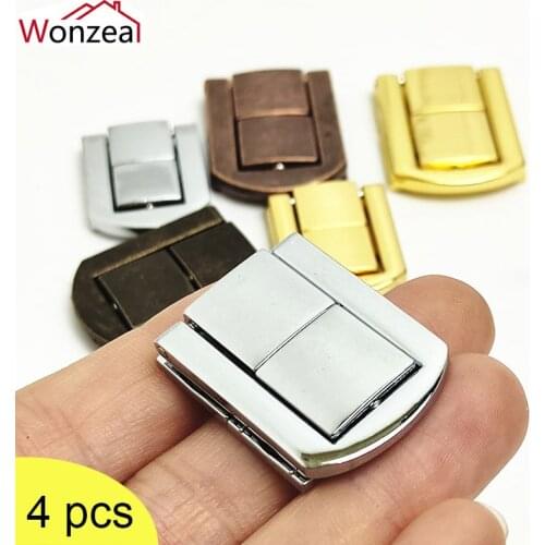 4pcs Antique Box Hasps ZInc Alloy Lock Catch Latches For Jewelry Chest Box Suitcase Buckle Clip Clasp Vintage Hardware Accessori