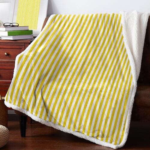 Yellow Pinstripe Throw Blanket Soft Fleece Blankets Winter Blanket Portable Picnic Blankets Bedclothes